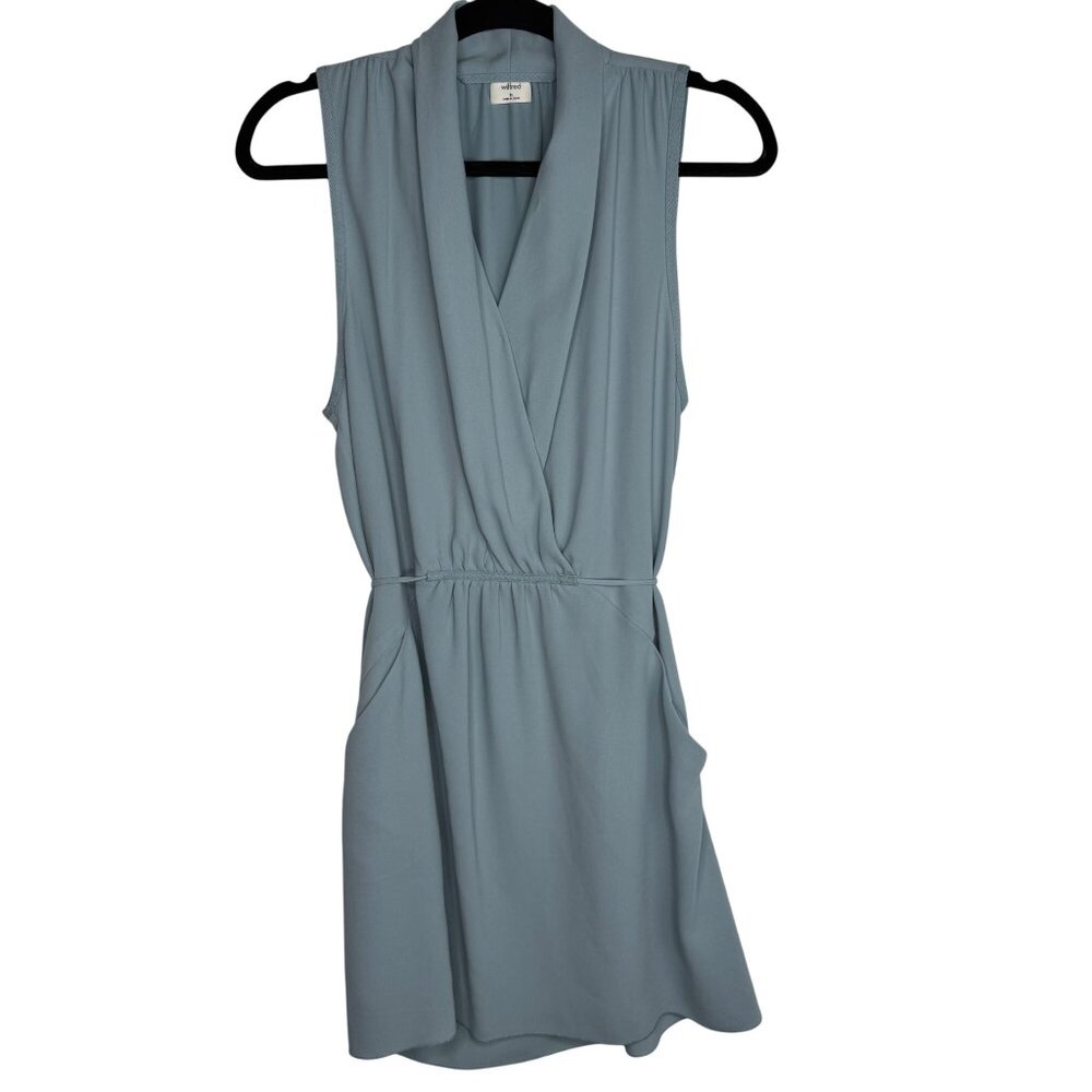 Wilfred Sabine Dusty Light‎ Blue Sleeveless Dress With Tie Waist Size M